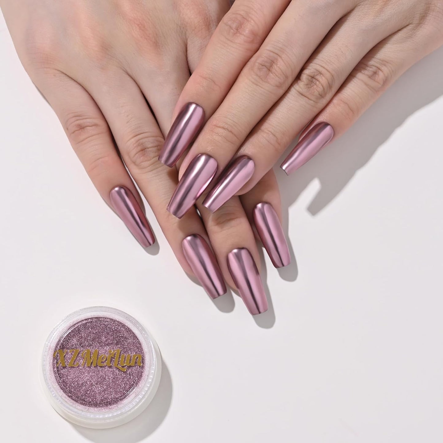 Rose Gold Magic Mirror Chrome Nail Powder, Big-Capacity 1.5g Metallic Dust Holographic Effect Powder Pigment Glitter Manicure Kit, Nail Art, Can Mixed with Builder Gel Nail Polish for Use