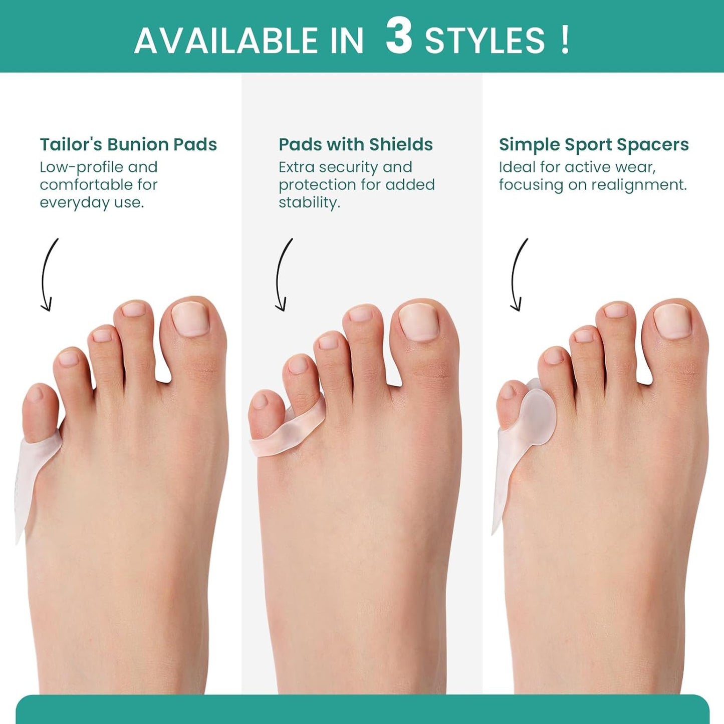Welnove Tailor's Bunion Corrector Pads - 8 Pack Pinky Toe Protector, Bunion Corrector with Separator for Women Men, Gel Bunion Shield for Foot Pain Relief - FSA/HSA Eligible (Regular Pads)
