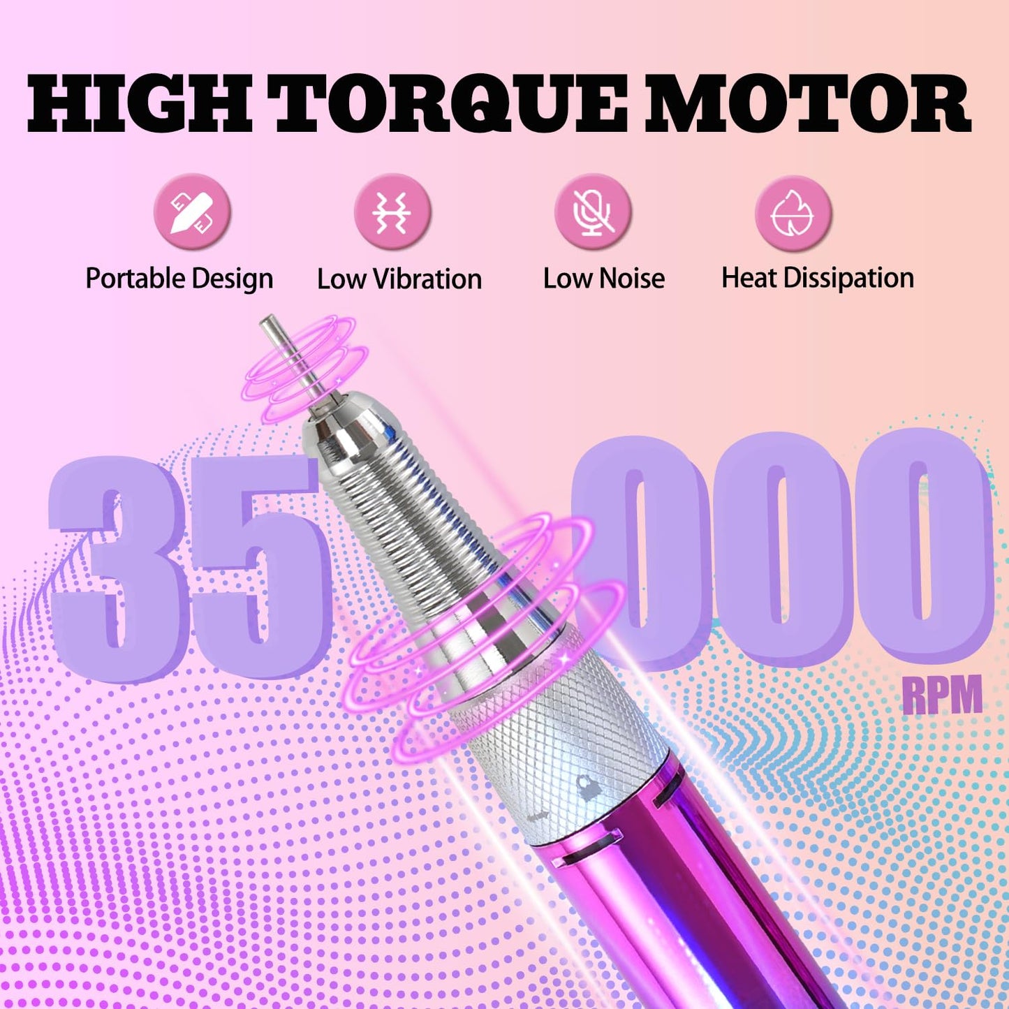 Electric Nail Drill Machine 35000RPM Professional Portable Nail File Cordless Rechargeable Nail Efile for Acrylic Gel Nails Manicure Pedicure Polishing Shape Tools for Salon Home Use Nail Drill(Blue)