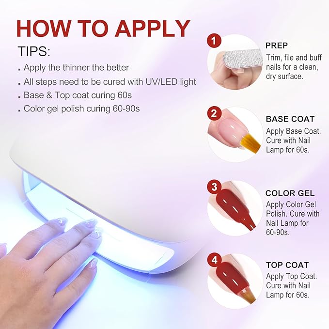 VENALISA 10 ML Gel Nail Polish Set with DIY Nail tips Kit, 5 Pcs Pink Purple Orange Gel Polish Color High Gloss Soak Off U V Nail Manicure Salon DIY