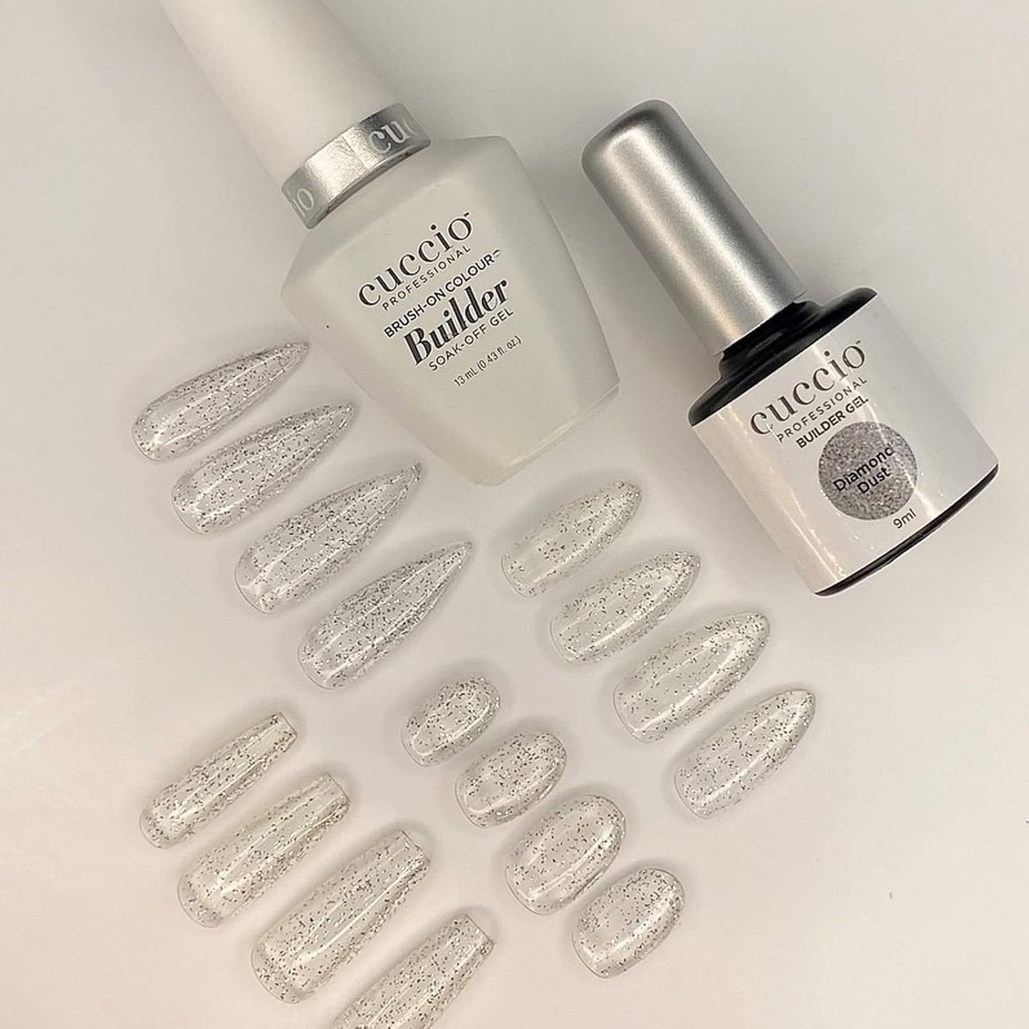 Cuccio Pro Brush-On Colour Builder Soak Off Gel - LED and UV Self-Leveling Lightweight Formula - Camouflages Re-Growth and Corrects Uneven Nail Beds - Base Coat - Diamond Dust - 0.43 oz