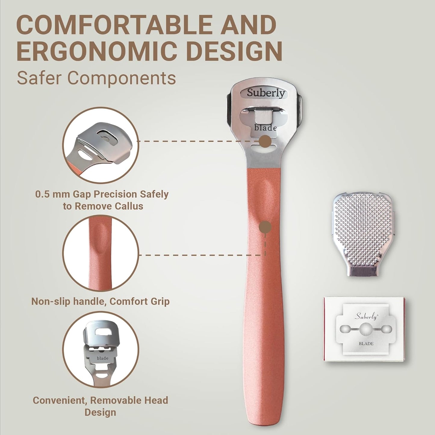 Callus Shaver for Feet – 410 Stainless Steel, Foot Shaver Callus Remover with 10 Replaceable Blades, Multi-Use for Corns & Dead Skin Removal – Pain-Free Pedicure Tool for Soft, Smooth Skin