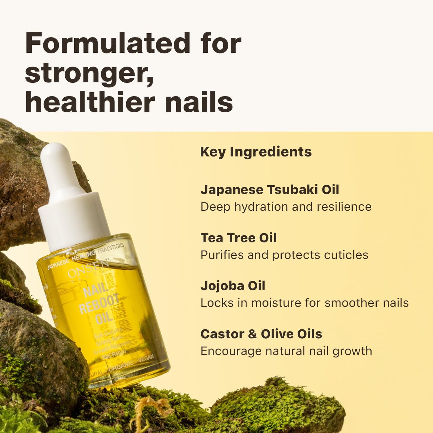 Onsen Secret Nail & Cuticle Repair Oil (2x30ml) - Dry Oil Formula - Japanese Tsubaki, Tea Tree & Jojoba - Strengthens Nails, Repairs Cuticles, Hydrates Skin & Hair - Natural & Vegan