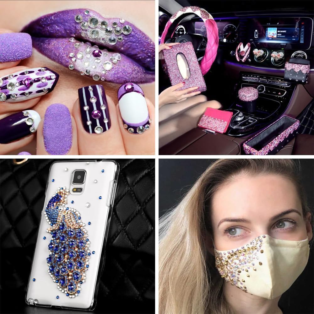 10000Pcs Nail Art Rhinestones, BetterJonny 42 Colors 4mm Round Nail Flatback Rainbow Gems Set AB Glitter Flat-Bottomed Rhinestone for Crafts Decoration and Jewelry Making