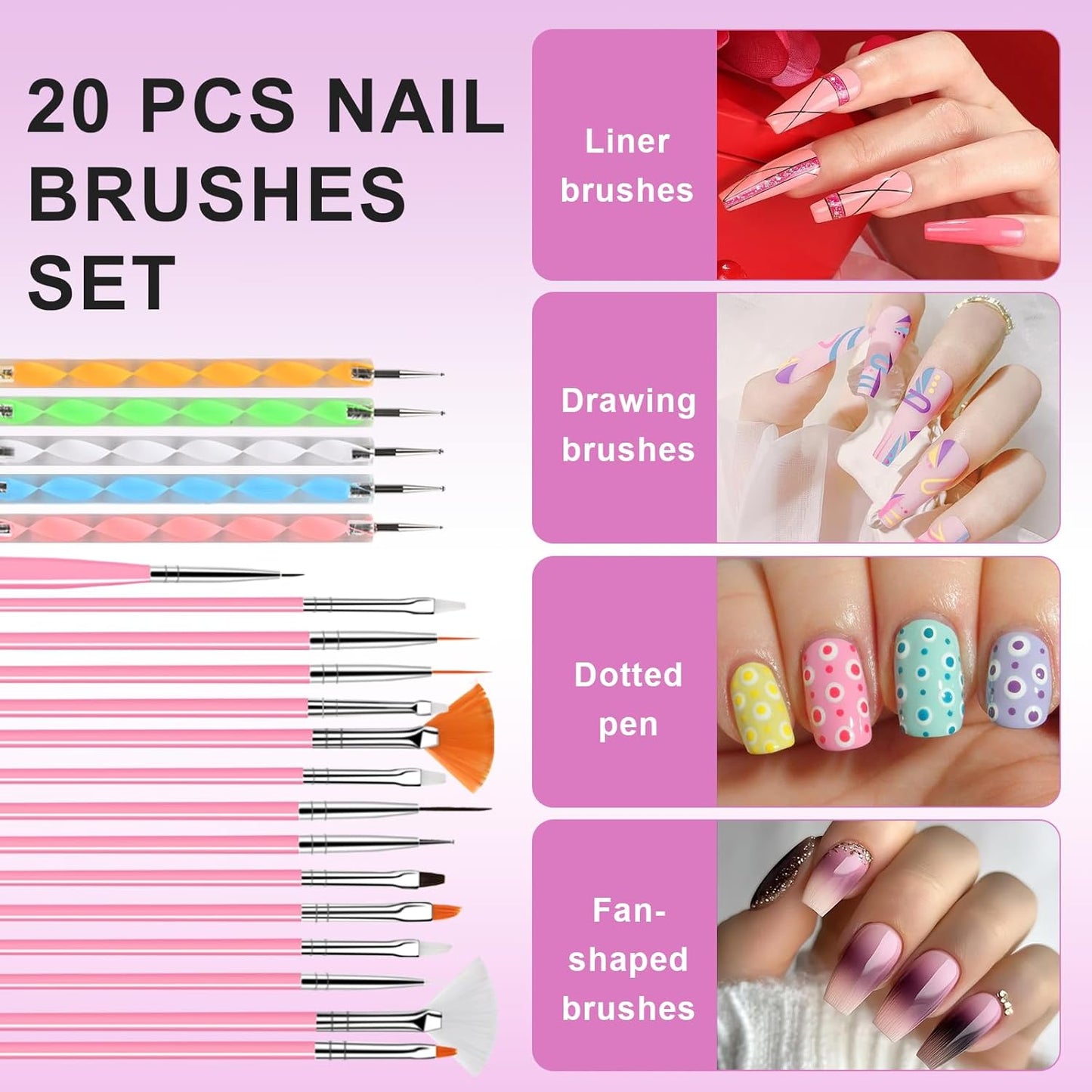 Nail Stand Brush Set, Magnetic Stands with Metal Base Art Palette, Reusable Nail Tips Display Practice Acrylic Holder with 200pcs Sticky Tabs and Tools for Home DIY Salon Supplies-Sliver