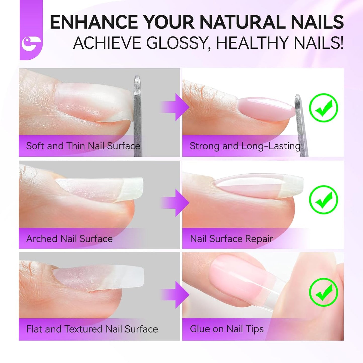 Gelike EC Pro Nail Glue & Strengthener: Nude 6-in-1 Nail Adhesive for Repair - Strengthening & Protein Repair - Perfect for Home & Salon Use 11546 - UV Needed