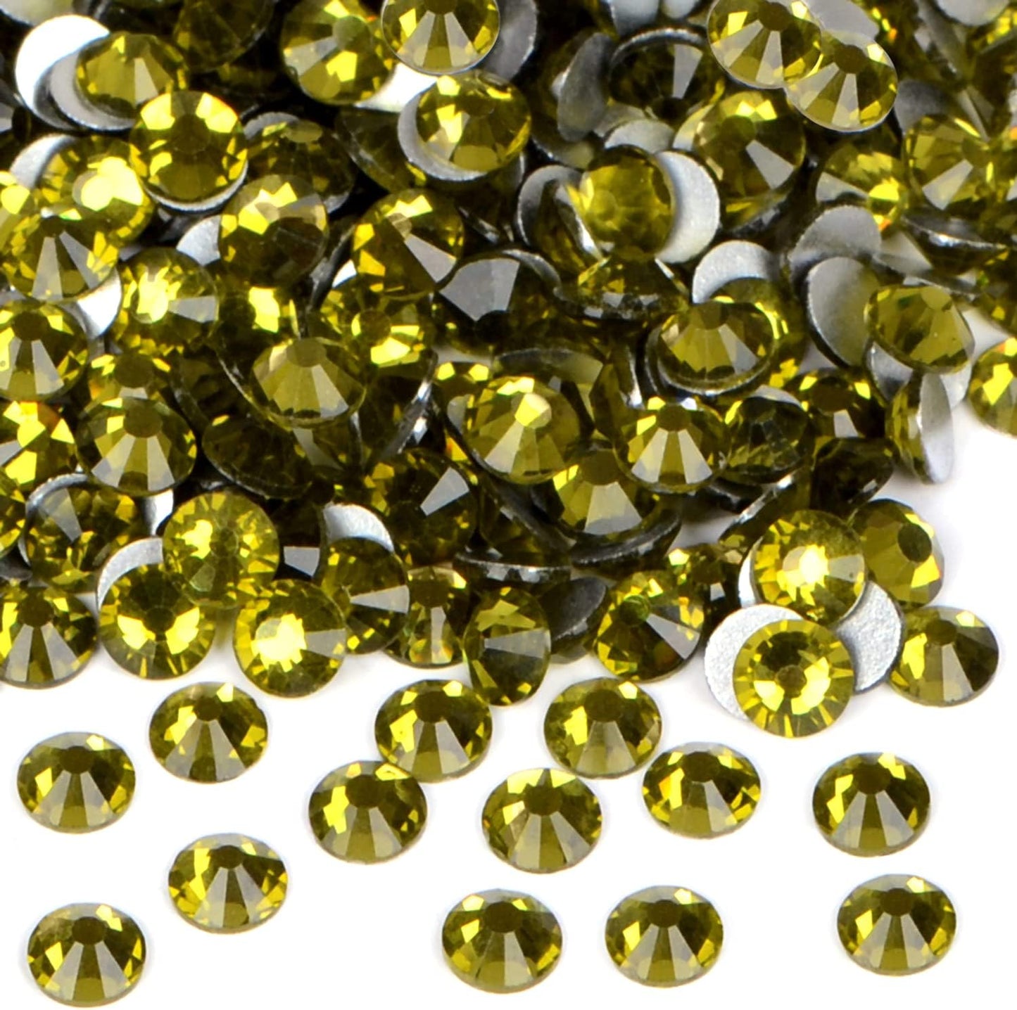 1440PCS Art Nail Rhinestones Non Hotfix Glue Fix Round Crystals Glass Flatback for DIY Jewelry Making with one Picking Pen (ss16 1440pcs, Olivine)