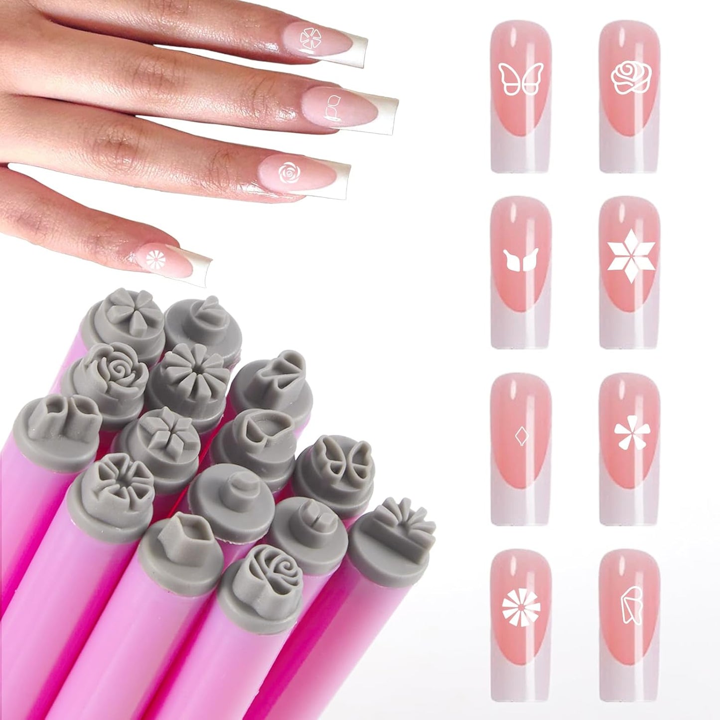 WOKOTO 15pcs Nail Art Stamp Pen Set, Flower Butterfly Leaf Nail Stamper Tools For Women Various Pattern Nail Stamping Pens, Nail Design Stamp Ideal Nail Accessories For Home DIY Stamper Nails Kit