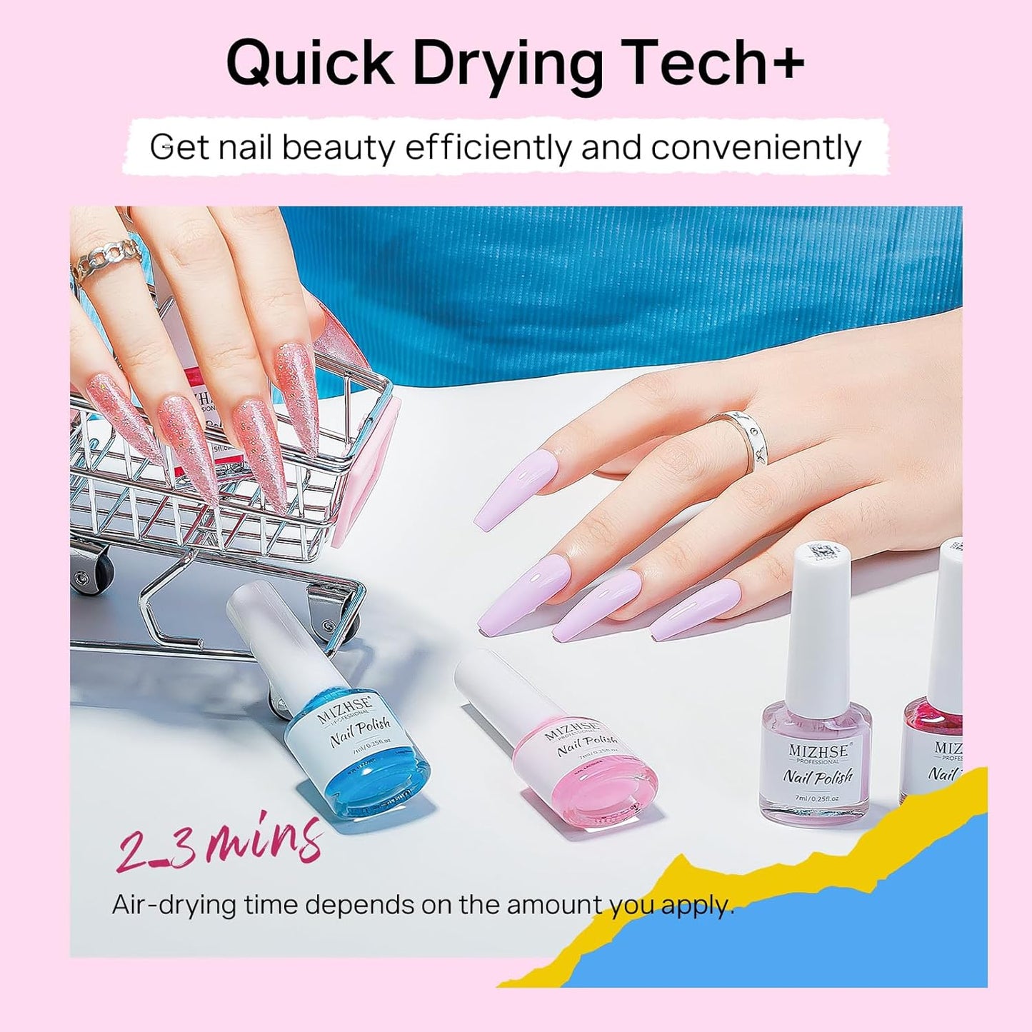 MIZHSE Quick Dry Nail Polish Set, 24 Colors Regular Nail Polish Non Gel, Air Dry Fast Neon Trendy Glitter Bulk Nail Lacquer Oil-based Long Lasting Fingernail Toe Home DIY Gift for Women
