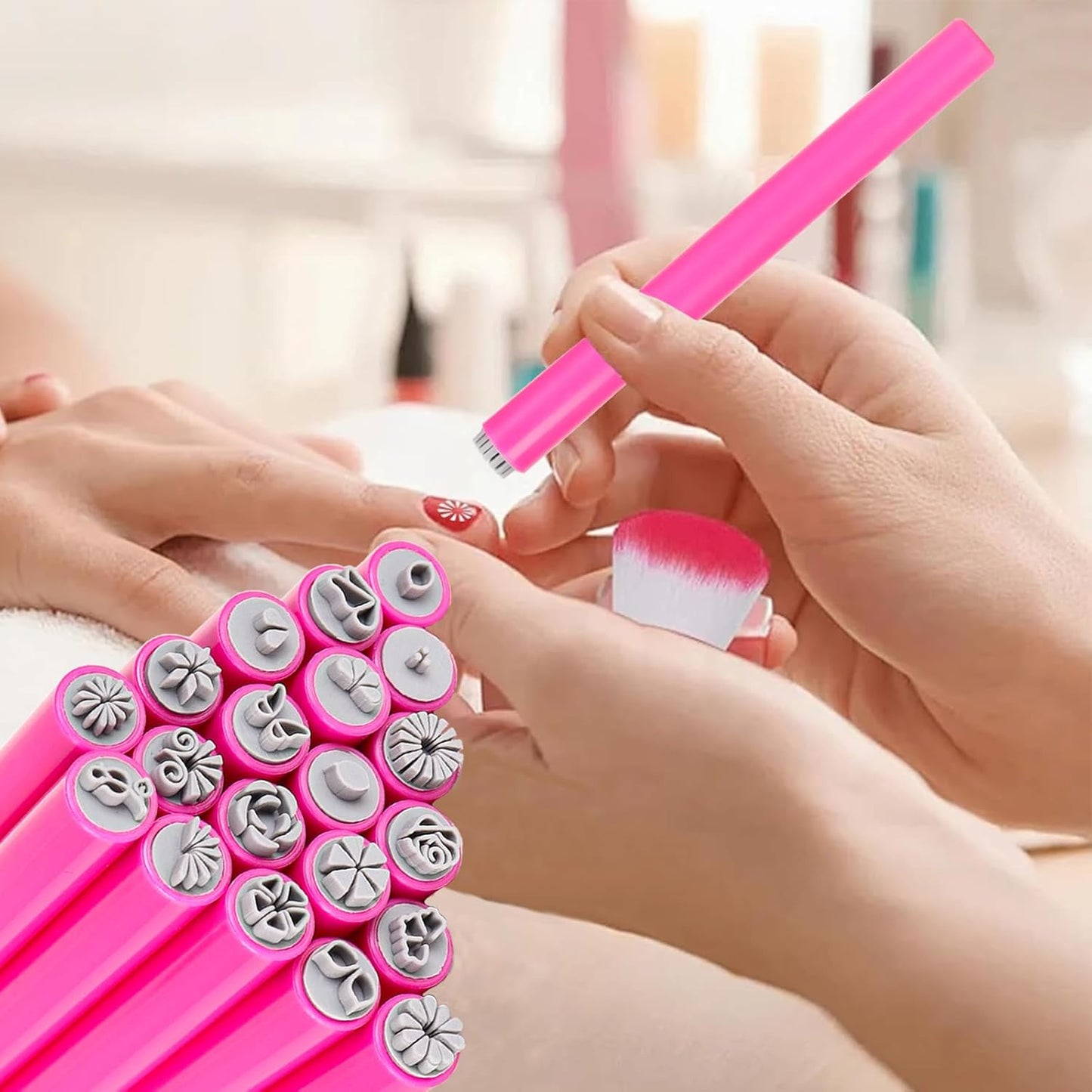 20PCS Nail Art Stamp Stamps Pen, Flower Stamper Pen for Women Girls, DIY Kit for Nail Art with Various Patterns