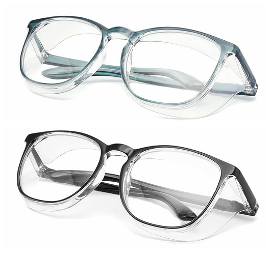 Alsenor Safety Glasses Anti Fog Goggles Protective Eyewear Blue Light Blocking Anti Dust UV Protection Glasses For Men Women (2 Pack (New Blue + Black))