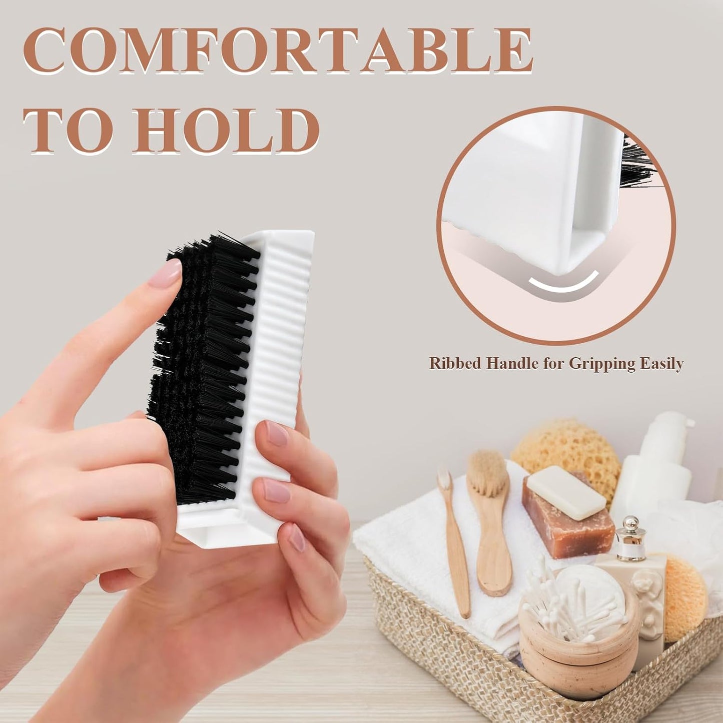 8Pcs Fingernail Brushes, Plastic Surgical Scrub Brushes for Nail Cleaning, Soft Two-Sided Non Disposable Nail Scrubber Brushes for Cleaning Nail and Toes White and Black