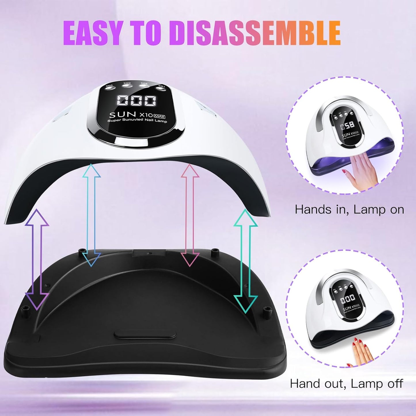 Wisdompark UV LED Nail Lamp 280W, UV Light for Gel Nails with 66Pcs Lamp Beads and Automatic Sensor/4 Timer Settings Professional Nail Dryer for Gel Polish Manicure Art Tools for Home Salon