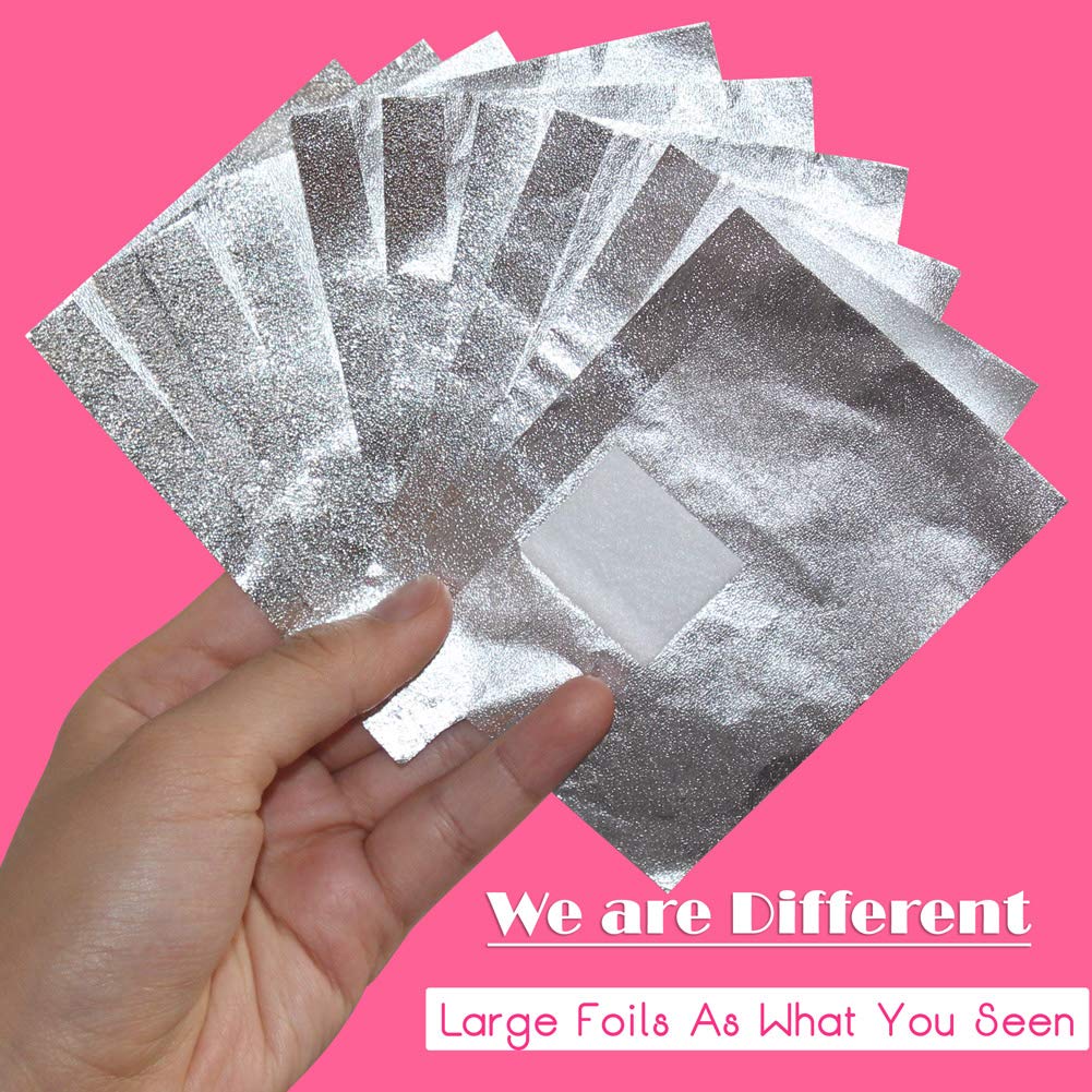 MIILYE Nail Polish Remover Foil Wraps for Acrylic/Dip Powder/UV/Gel/Polish Varnish Soak-off Removal, with Pre-attached Lint Free Pad (300x Nail Gel Polish Remover Wraps)