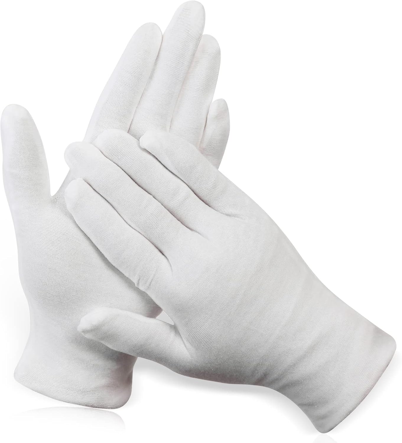 Paxcoo 12 Pairs XL White Cotton Gloves for Dry Hand Moisturizing Cosmetic Eczema Hand Spa and Jewelry Inspection