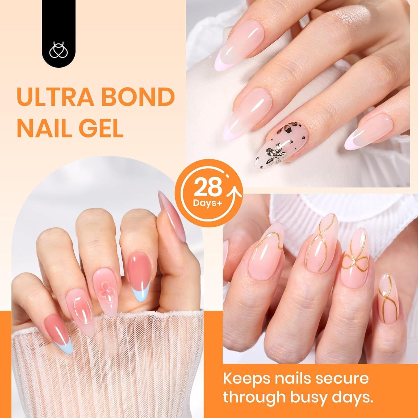 Beetles Nail Glue Gel Hands-Free, 20g Tipex Solid Nail Glue Gel for Acrylic Nails Extension, Press On Nails, 3D Nail Art, Soak Off UV & LED, Beginner Friendly Long Lasting DIY Home Manicure
