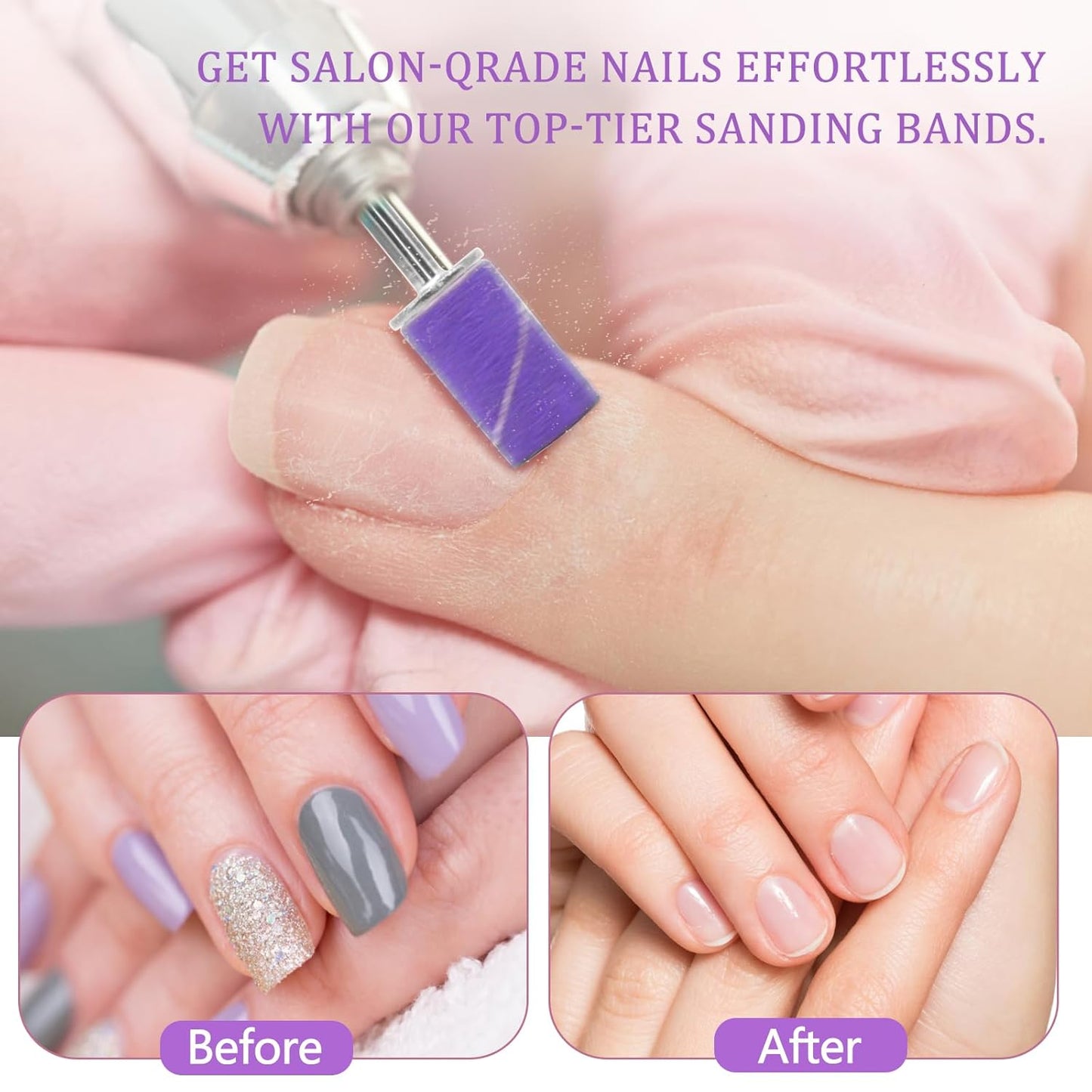 Electric Nail Drill Kit, Professional Cordless Electric Nail File for Acrylic Gel Dip Powder Nails Portable Nail Machine Kit Manicure Pedicure Tools Set with Nail Drill Bits Sanding Bands (Purple)