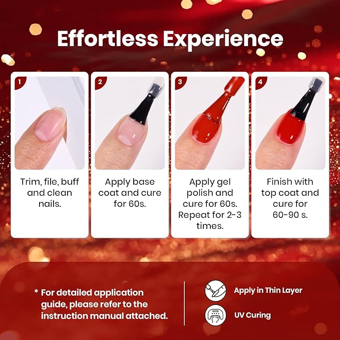 beetles Glitter Gel Nail Polish Set, 6 Colors Glitter Brown Orange Red Green Colors Christmas Nail Drawing Swirl Shell Thread Effect Gel Polish Kit Soak Off Led UV Nail