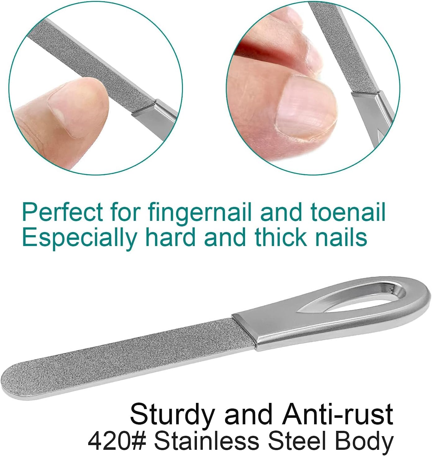 Travel Nail Files for for Thick Toenails, 3.6 Inch Diamond Nail File for Natural Nails, Double Sided 180 Diamond Grits Emery Boards for Men Woman Salon Home Travel (1 PACK-BF01)