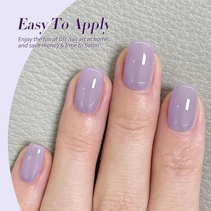 Born Pretty Jelly Purple Gel Nail Polish 6 Colors Purple Violets Colors Gel Polish Kit Soak Off Nail Polish Kit Collection Nail Art Gel Manicure Set DIY at Home Salon Gifts