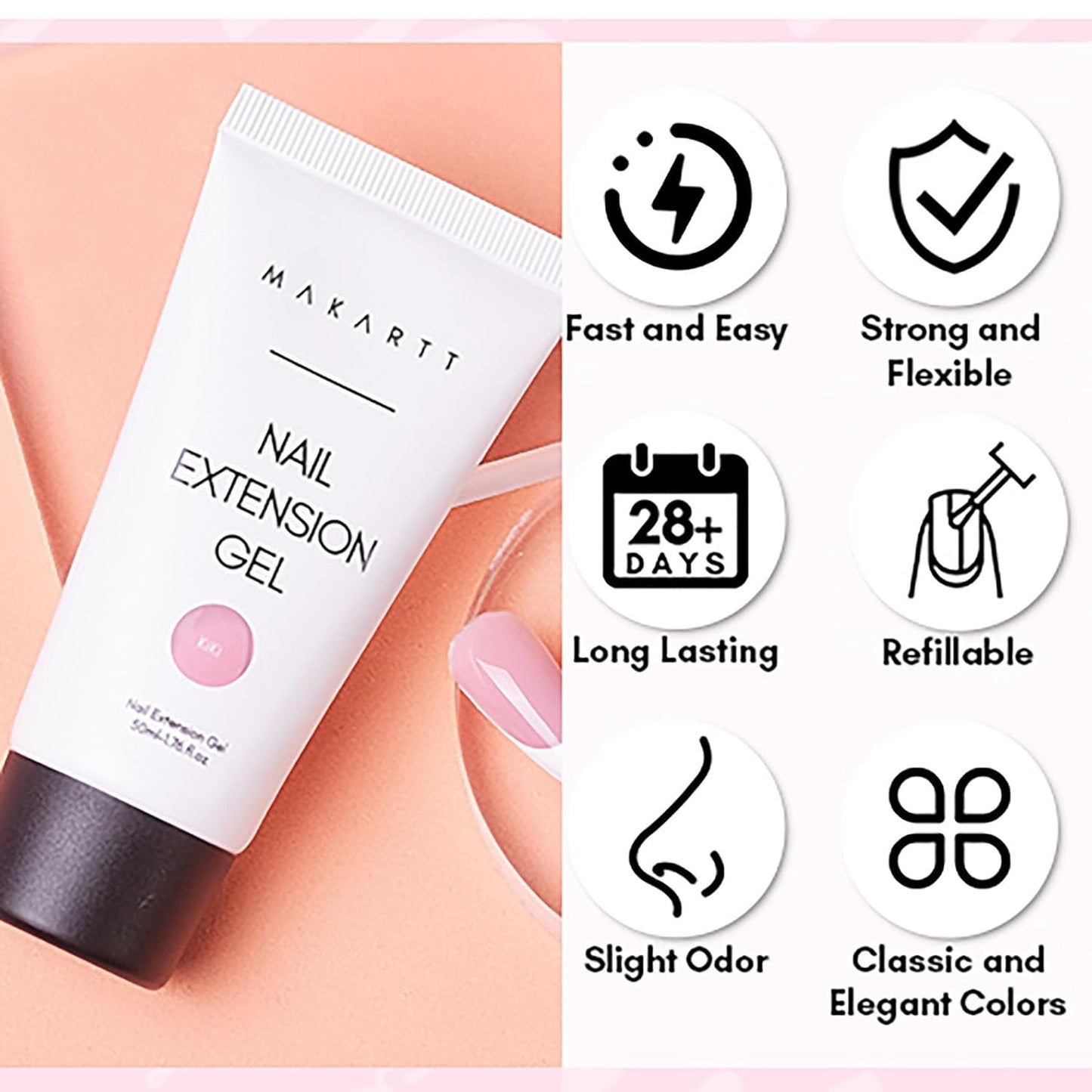Makartt Poly Nail Gel 50ML Gel Builder for Nails, Pink Brown, Nails Extension, Strengthener Hard Gel Multifunctional Long-Lasting and Easy to Use for Trendy DIY Salon Quality