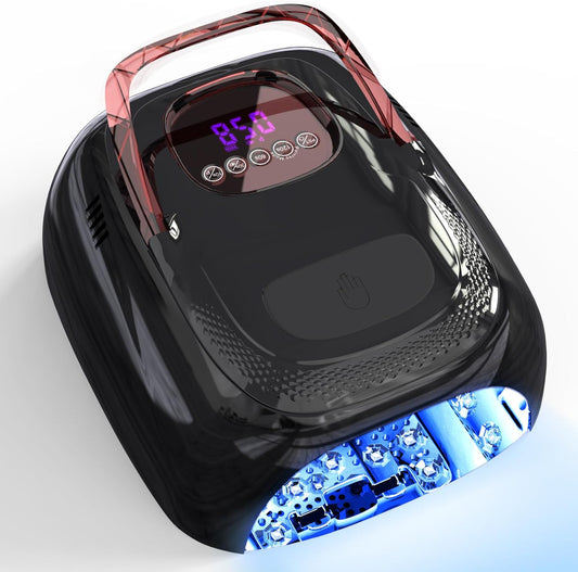 LIMEGIRL Cordless Nail Lamp, 72W Powerful UV LED Nail Dryer with Replaceable Lamp Beads & Battery, UV Light for Gel Polish, Rechargeable & Portable for Professional Nail Salon Use (Black, One Battery)