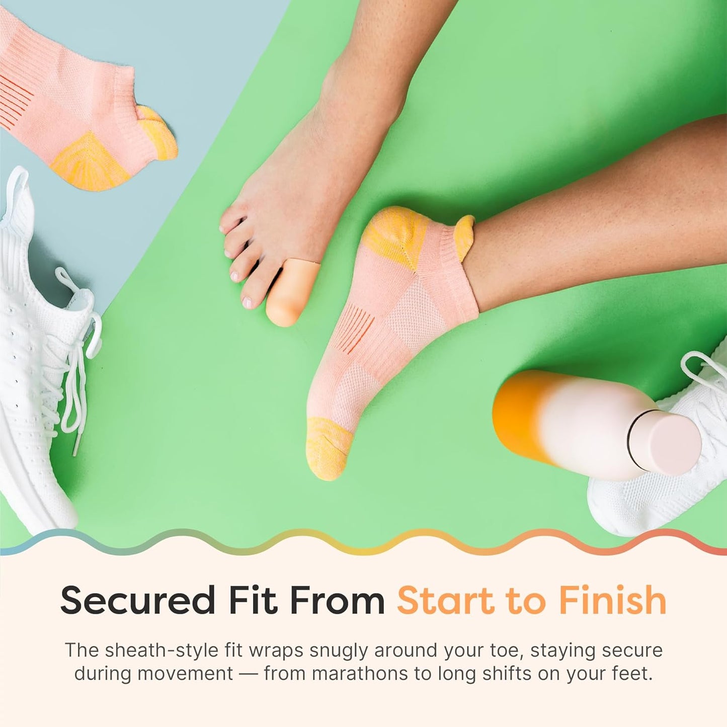 ZenToes 6 Pack Gel Toe Cap and Protector - Cushions and Protects to Provide Relief from Missing or Ingrown Toenails, Corns, Blisters, Hammer Toes (Large, Beige)