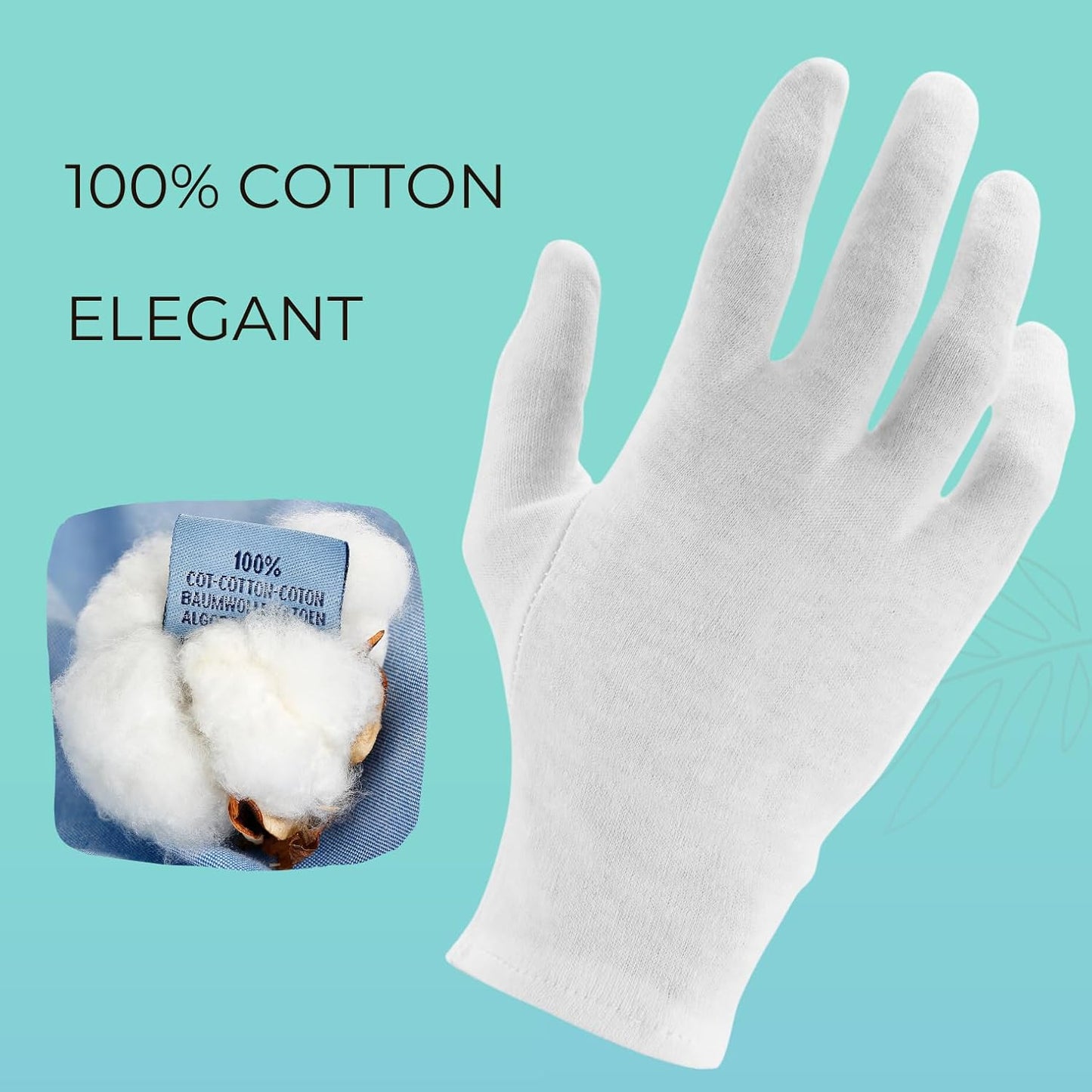 12 Pairs Cotton Gloves, White Gloves for Dry Hands, Cotton Gloves for Sleeping, Moisturizing Night Gloves, White Gloves 100% Cotton, Size L (12 Pairs)