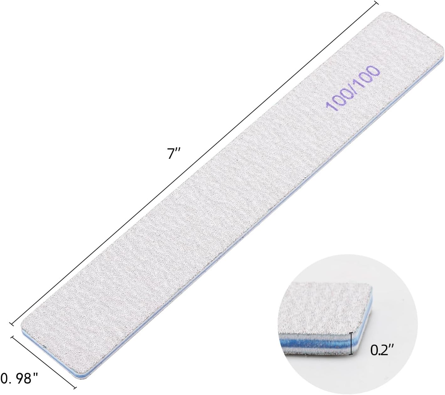 50 Pieces Rectangle Nail Files 100/100 Grit, Reusable Nail Buffers Double Sided Emery Boards Fingernail Files for Acrylic Nails and Natural Nails