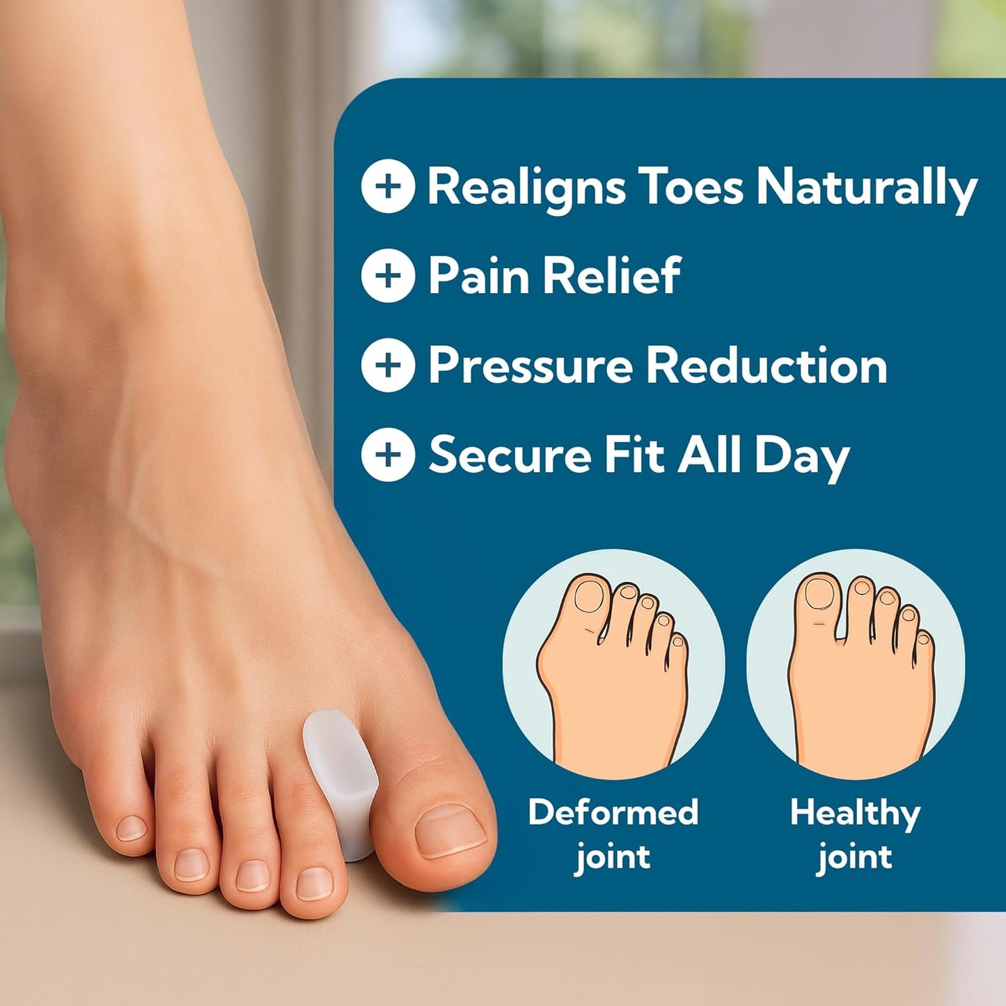 Dr. J's One Step Shop Bunion Relief Separators – Podiatrist Recommended Silicone Spacers for All Foot Types– 8-Pack First Interspace Aligners for Overlapping Toes, Calluses, Hammertoes and Corns