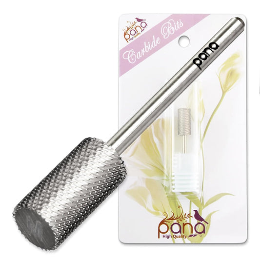 PANA Professional 3/32" Shank Size - Flat Top Large Barrel Silver Carbide Bit Medium Grit - Nail Drill Bit for Dremel Machine