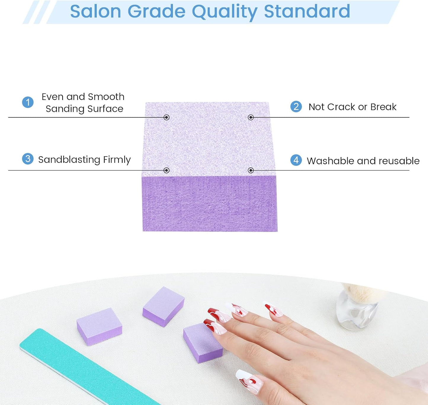 50 PCS Mini Nail Buffer Block, 2 Way Mini Buffers Grit 80/100, Purple Small Buffing Block for Acrylic Nail Gel Polish Nails Pedicure & Manicure
