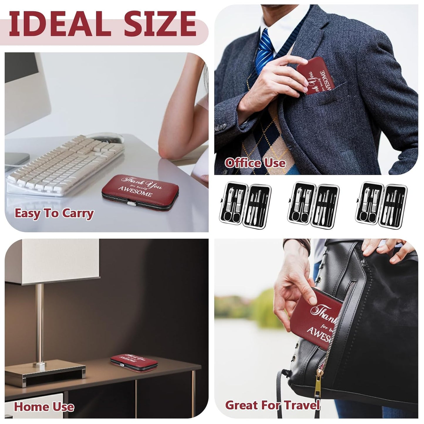 Therwen 24 Sets Manicure Set Nail Clippers 8 in 1 Stainless Steel Grooming Nail Kit Thank You Appreciation Gift Professional Pedicure Tool for Men Women Personal Care(Race Red)