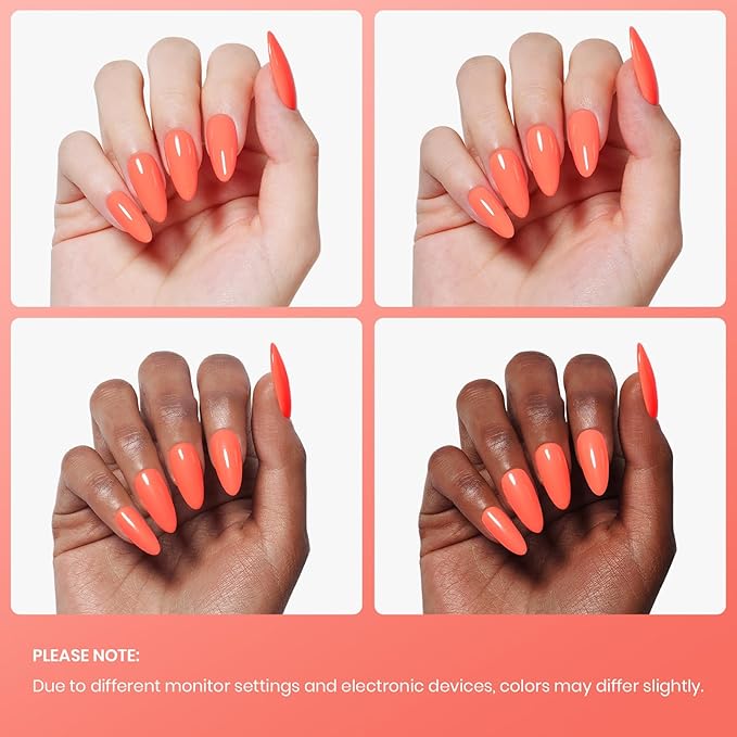 Beetles Peach Gel Nail Polish Carly Coral Orange Color Soak Off UV LED Nail Lamp Gel Polish 15 ml Each-Summer Nail Art DIY Manicure Gift for Women Girls