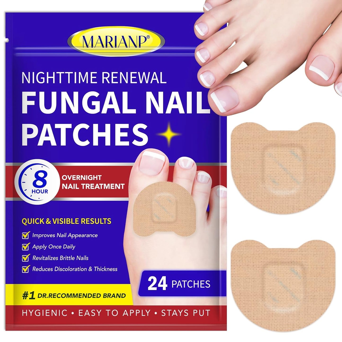 Toenail Fungus Treatment Extra Strength, 24 Pcs Fungal Nail Patches for Toenail Fungus Treatment Overnight, Nail Repair for Damaged Nails, Toenails Care Supplies, Restore Discoloration and Thickness