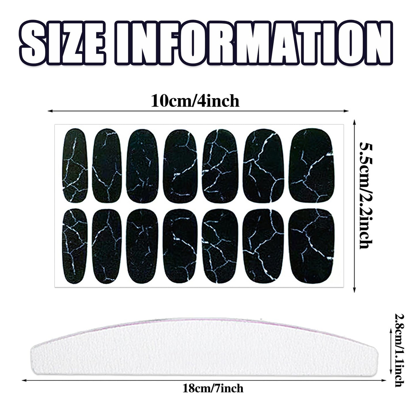 WOKOTO 20 Sheets Dark Color Nail Polish Strips for Women Girls Solid and Gradient Designs Nail Polish Stickers with Nail File Kit Black Blue Purple Stick On Nails Stickers Full Nail Wraps Strips
