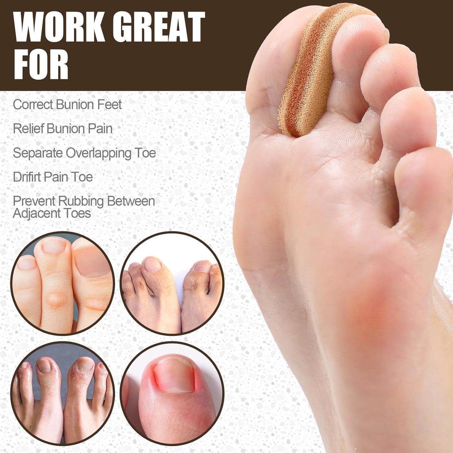 24 Pcs Foam Toe Separator for Corn, Blister, and Hammer Toe Gasket-Redress Overlapping Toes Relieve The Pain Prevent Friction and Release Pressure