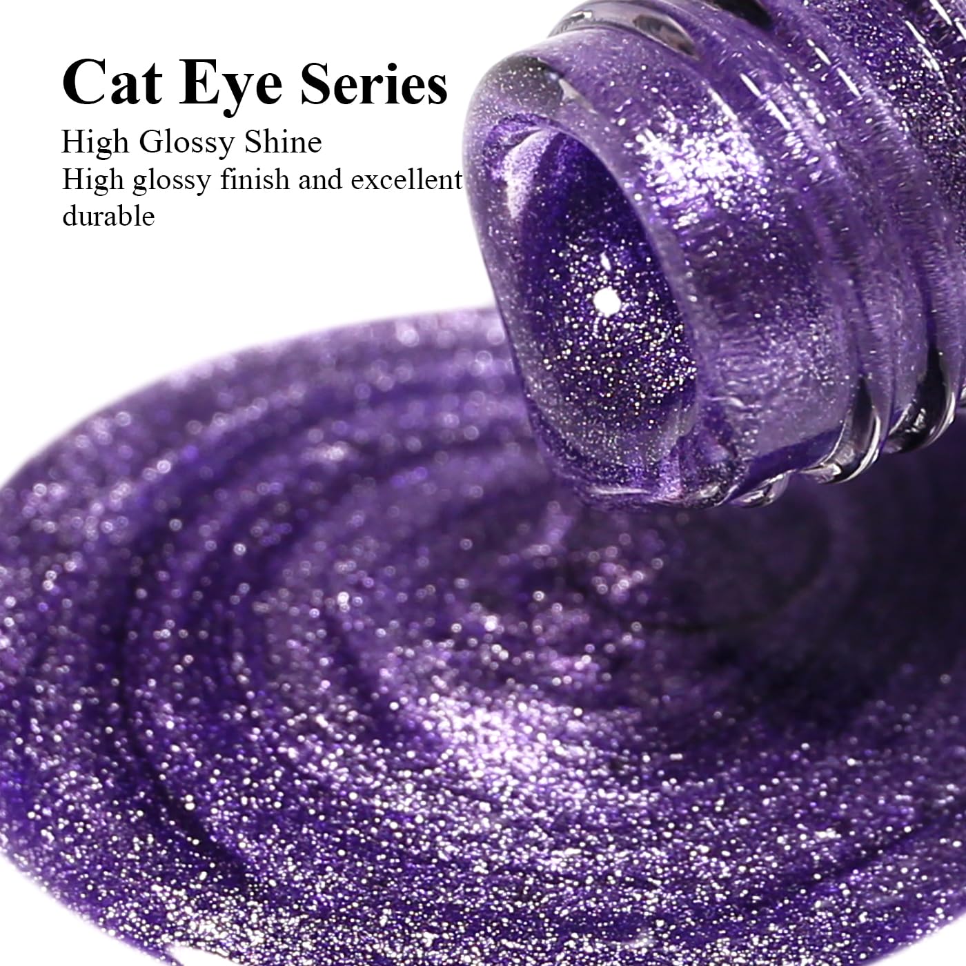 Imtiti Cat Eye Gel Nail Polish, 15ml Lavender Purple Crystal Glitter Cat Eye Gel Polish With Magnet Magnetic Holographic Galaxy Sparkly Soak Off UV Led Manicure