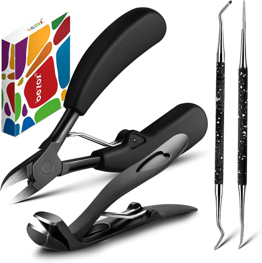 BEZOX Toenail Clippers Kit for Seniors – The Ultimate Solution for Thick & Ingrown Toenails with Curved Head Toe Nails Clippers, Long Handle Toenails Clippers Thick Nails, Nail File & Toenail Lifter