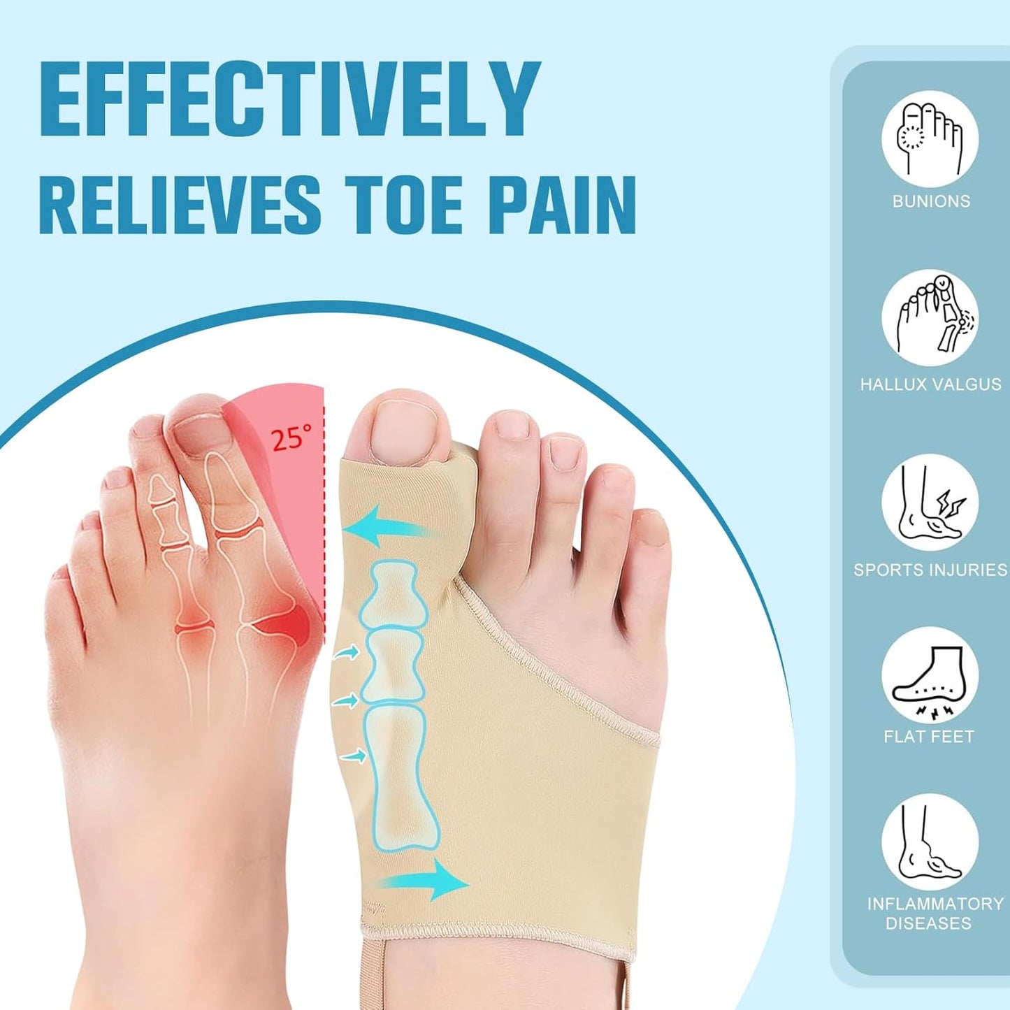 Bunion Corrector Sleeve for Women & Men - Big Toe,Bunion Pads to Wear With Shoes,Hallux Valgus Support & Discomfort Relief - Flexible Breathable Bunions Sleeve Socks for Day and Night Use (L)