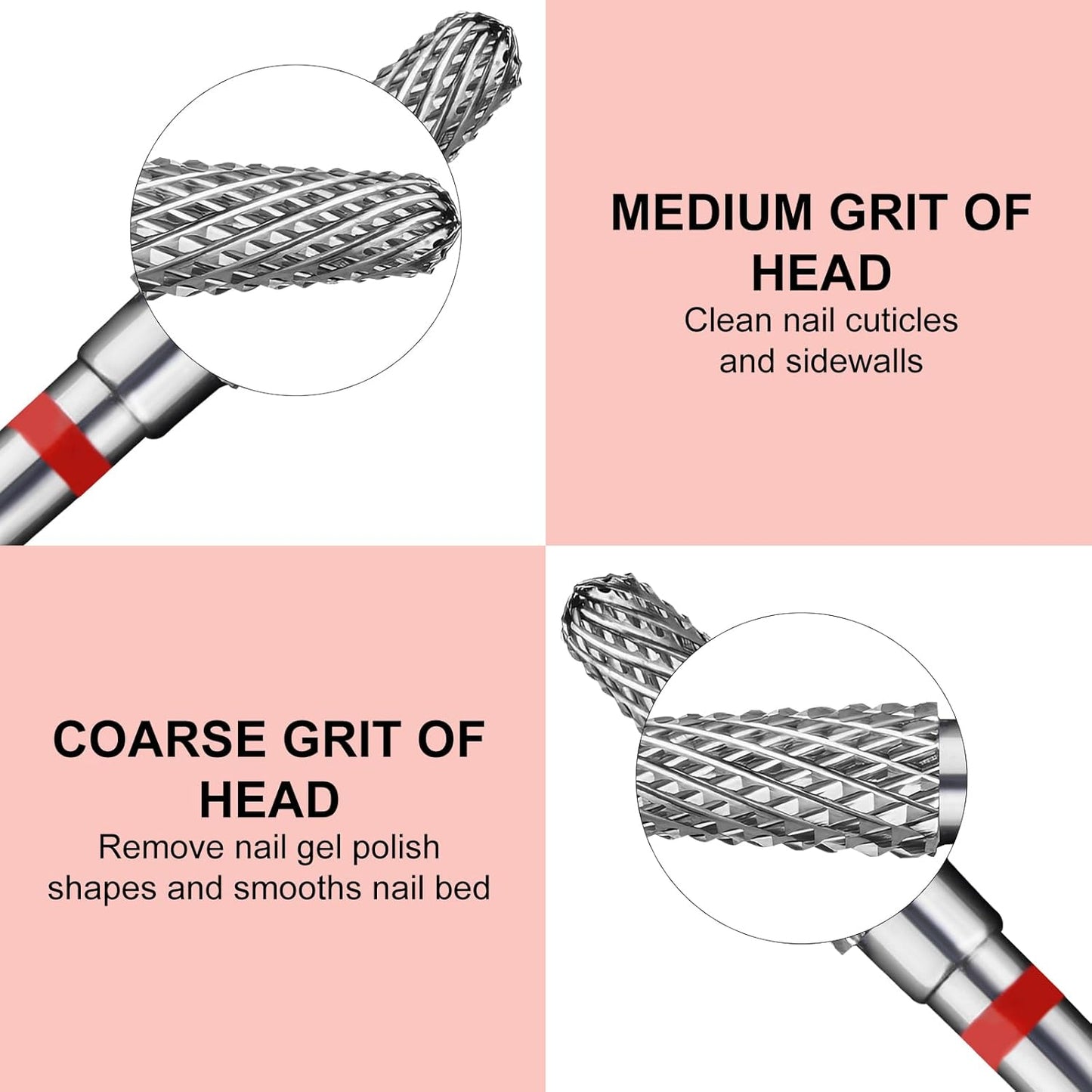 Tapered Nail Drill Bits,Cone Shape Tungsten Carbide Electronic Nail Drill Bit for Acrylic Gel Nails Dual Nail Form Remove,3/32 Inch Nail Bit for E-File Nail Drill(Fine)