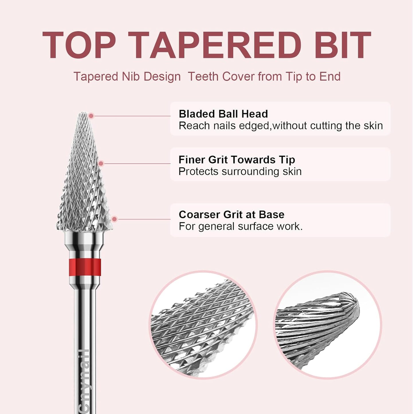 3/32" 2PCS Clean Umberllas Bits Fine Grit Carbide Cuticle Cleaner Bit for Electric Nail Drills – Professional Manicure Tool for Nail Salons and Home Use (F Grit. Silver)