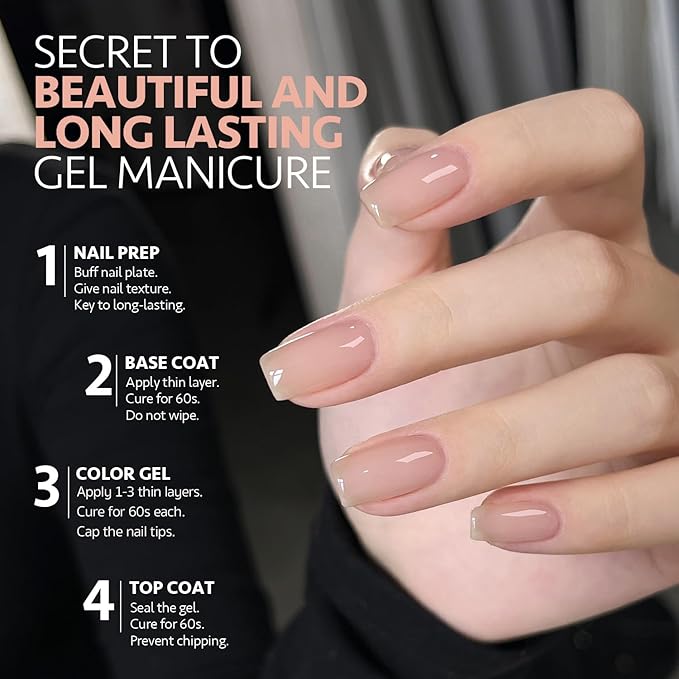GAOY Nude Jelly Gel Nail Polish, 16ml Sheer Translucent Soak Off Gel Polish, UV Light Cure for Nail Art DIY at Home, 2176 Nude Tint