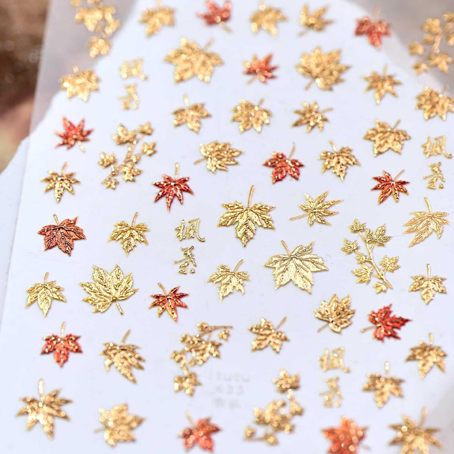1 Sheets Thanksgiving Nail Stickers for Nails Art Autumn Maple Leaf Nail Decals 5D Self-Adhesive Red Gold Embossed Maple Leaves Nail Decoration Shiny Fall Nail Art Stickers for Women Nail Designs