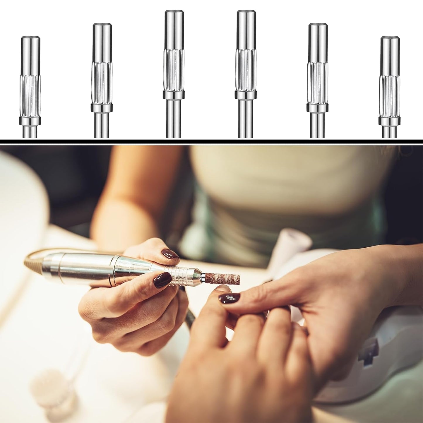 6 Pcs Mandrel Bits for Small Sanding Bands, 3.1 MM Mini Shank Nail Drills Bits for Electric Drill File Machine Mini Mandrel Nail Drill Bit, Manicure Accessory Acrylic Nails Manicure Pedicure