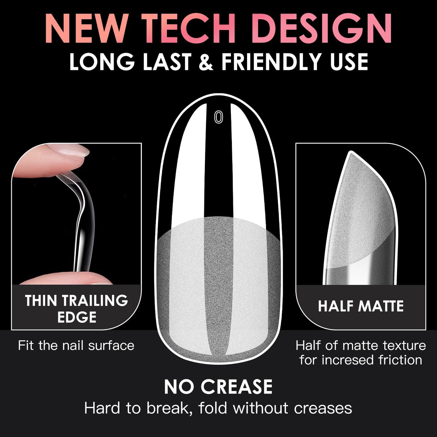 Medium Oval Soft Gel Nail Tips, BORNBYME 240 PCS Pre Buff Full Cover Shaped Nail Extenison Tips Half Matte Gel Nail Tips