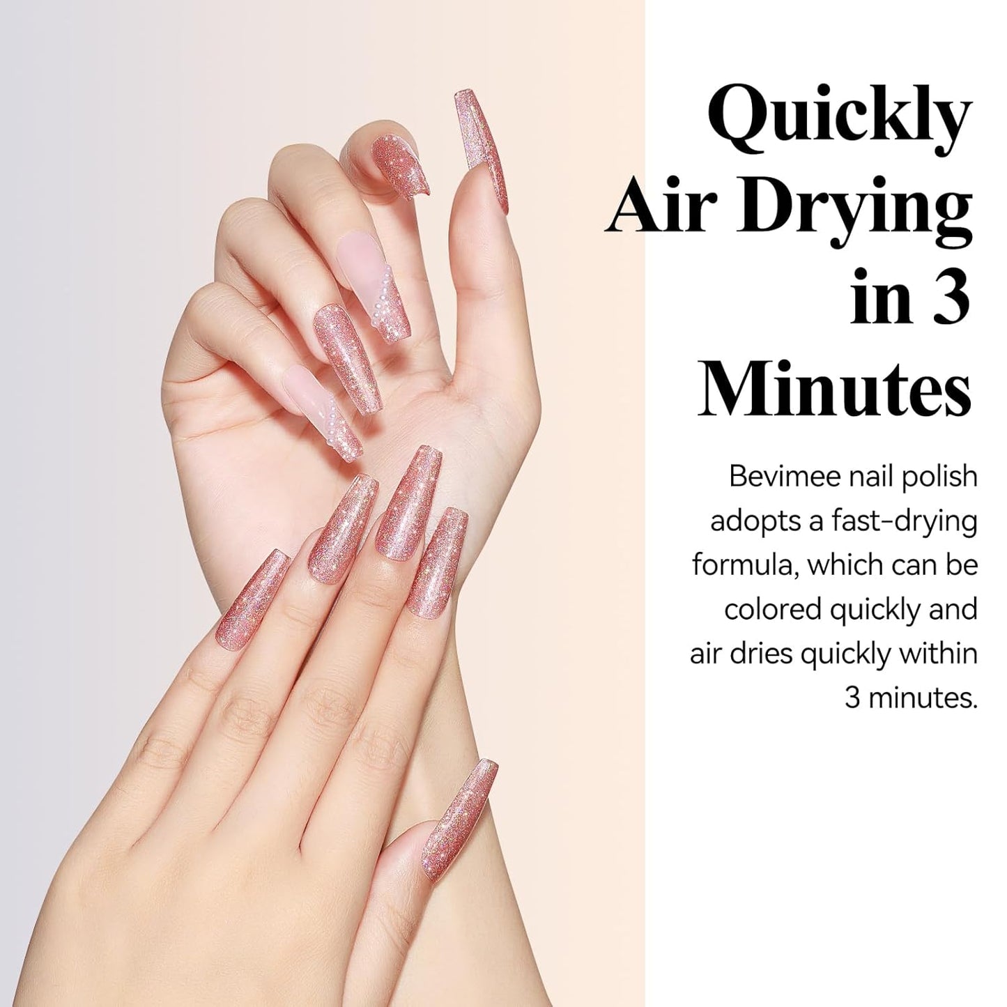 Glitter Nail Polish Quick Dry 12ML Shimmer Holographic Reflective Nail Polish Air Fast Drying Iridescent nail polish Light Brown Varnish Nail Lacquer Nail Art for Beginner-1PC