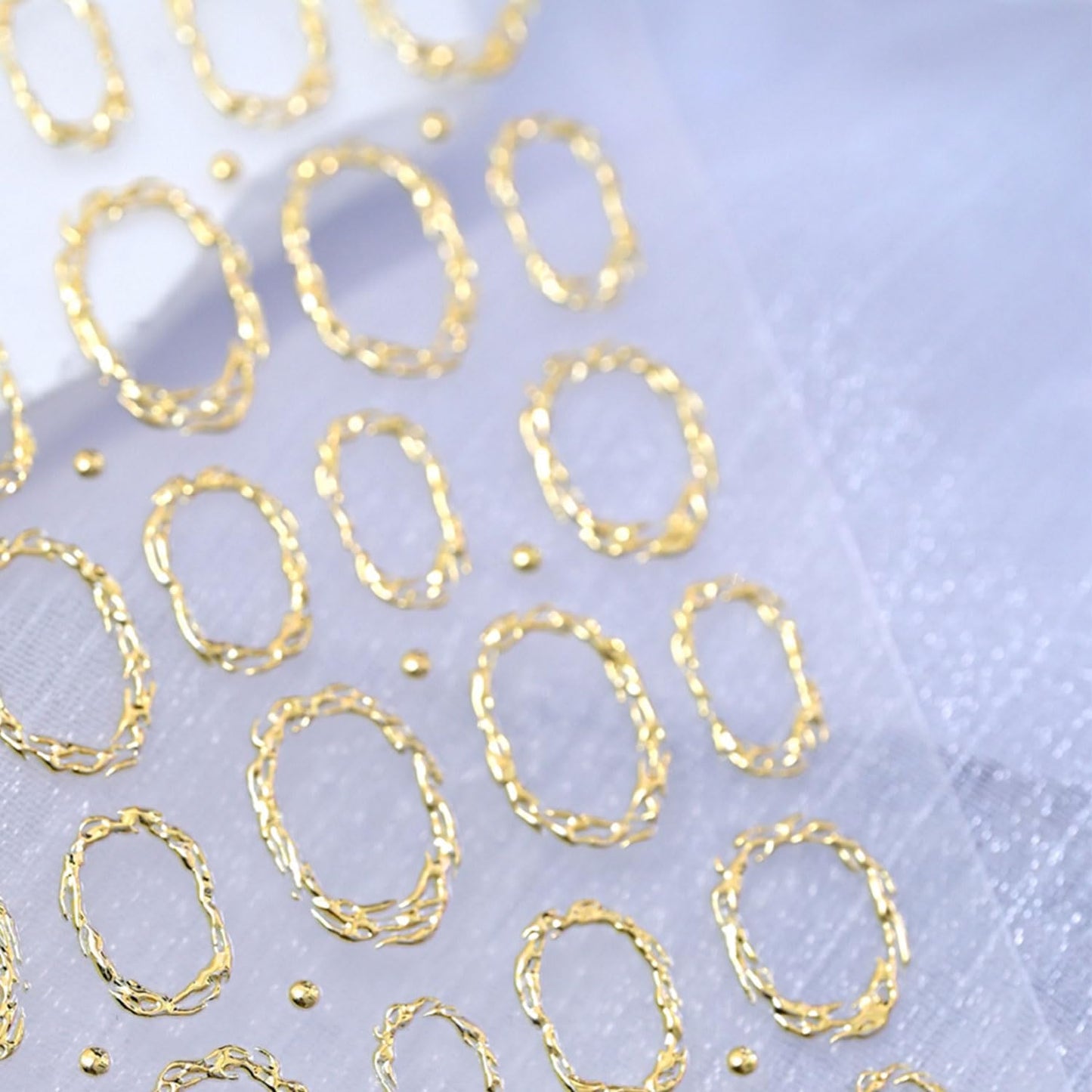 Gold Nail Art Stickers 5D Embossed Nail Stickers Circle Hollow Nail Decals Geometric Frames for Nails Designs Self-Adhesive Nail Art Supplies for Women Girls Summer DIY Manicure