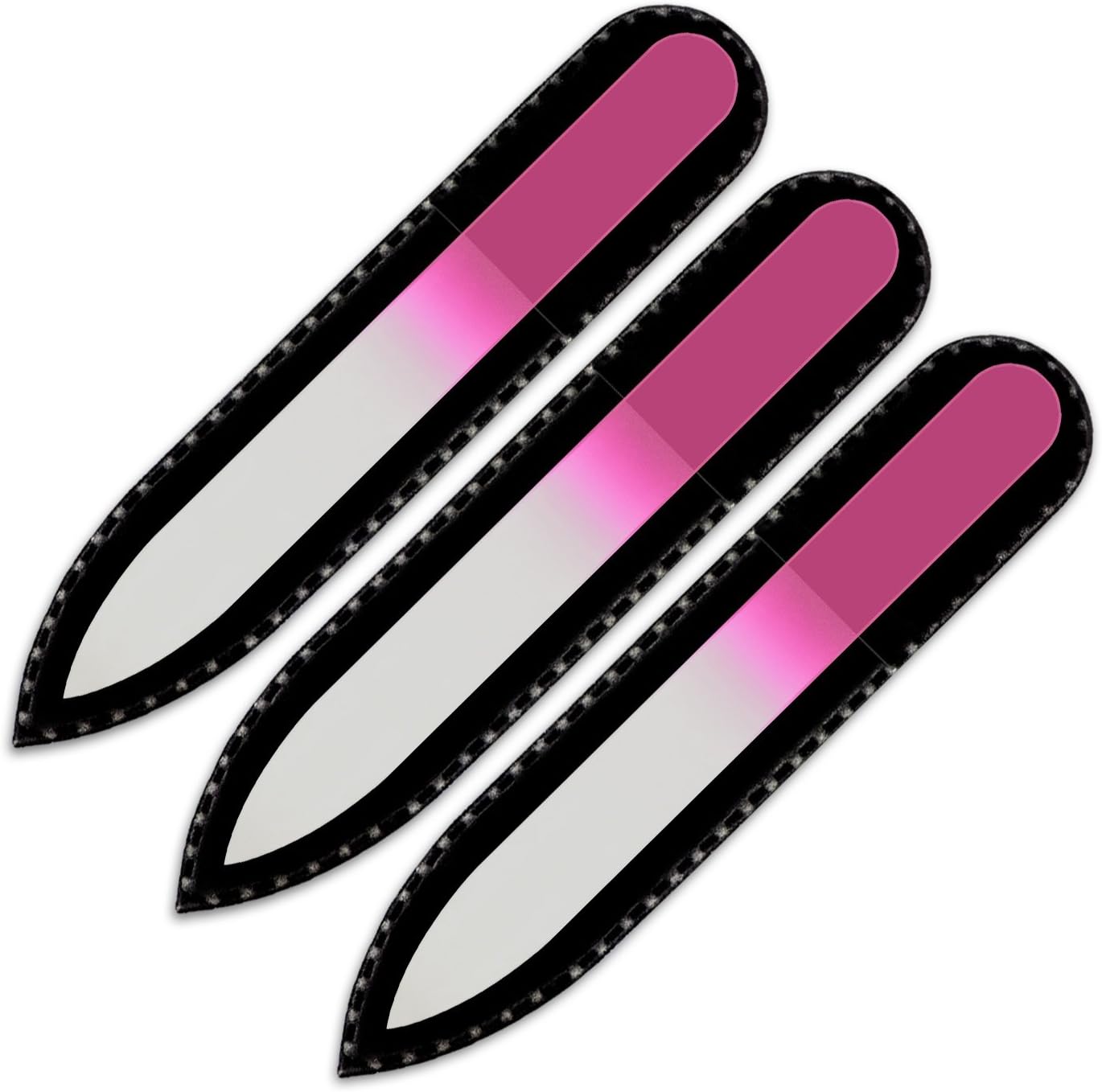 Color Crystal Nail File in Black Pouch - Small/Purse Size - Czech Tempered Glass - Handmade in Czech Republic
