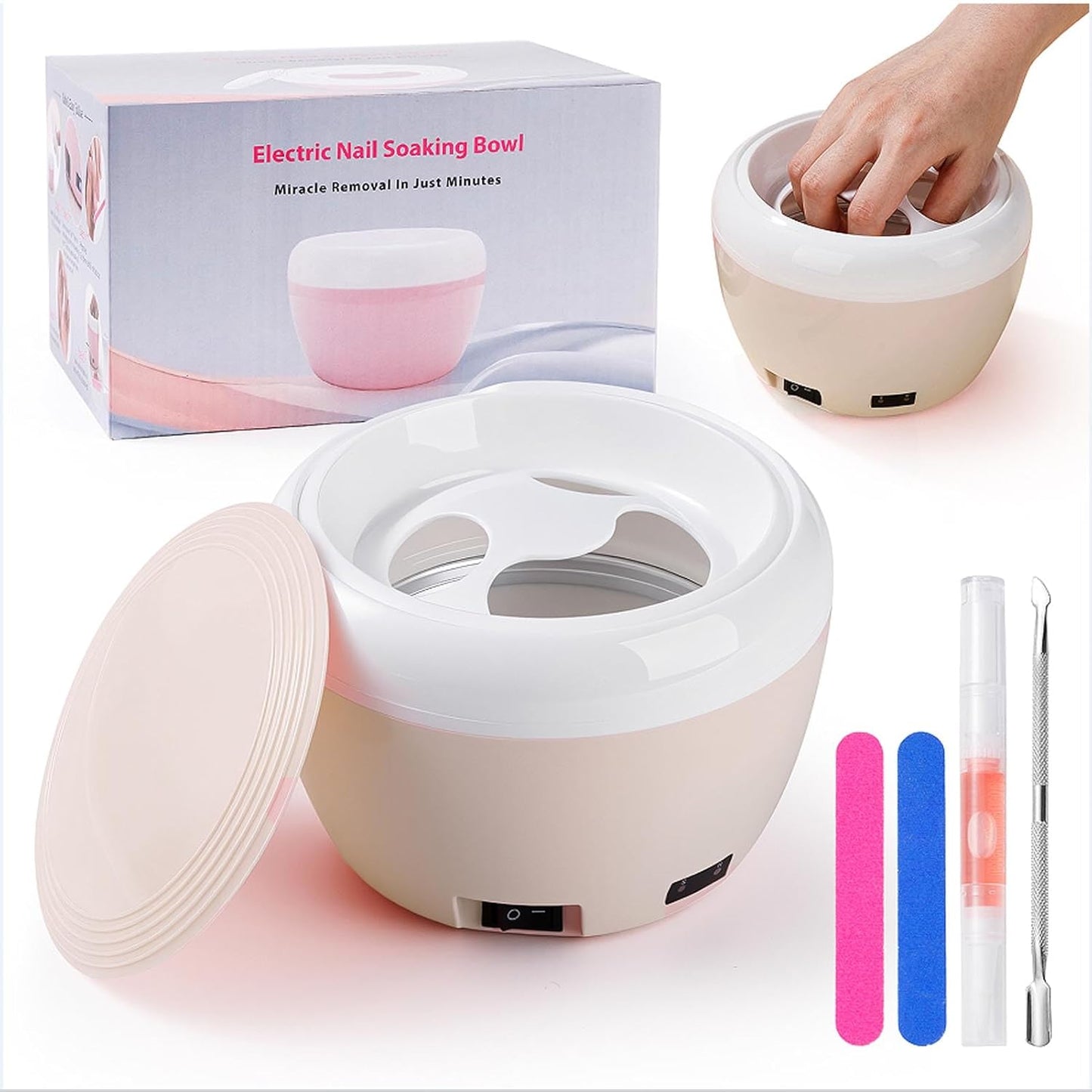 Electric Nail Soaking Bowl Heated Nail Remover Professional Manicure Kit Quick Gel Polish Removal Home Salon Tool
